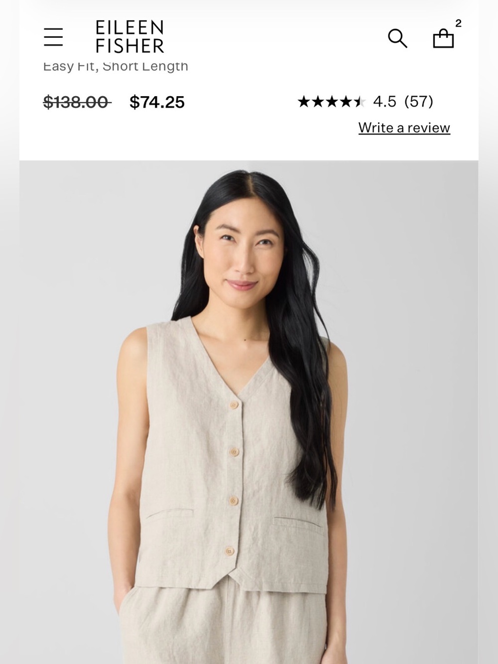 Eileen Fisher linen vest